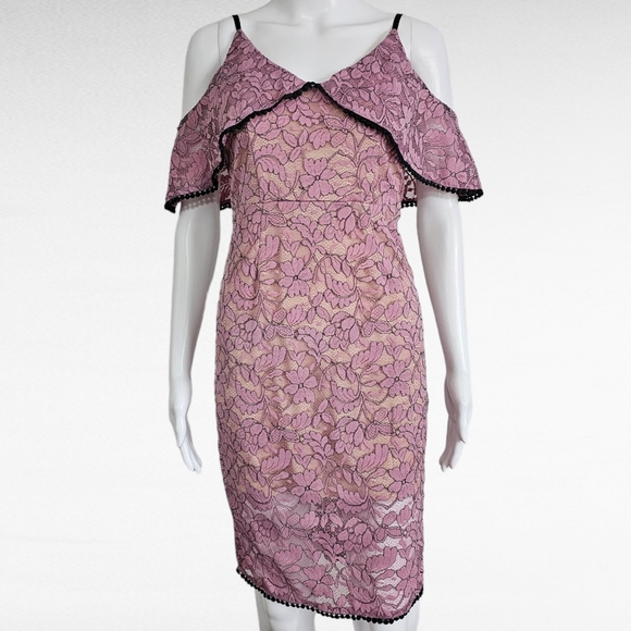 ASOS Pink Lace Midi Dress - Picture 2 of 8